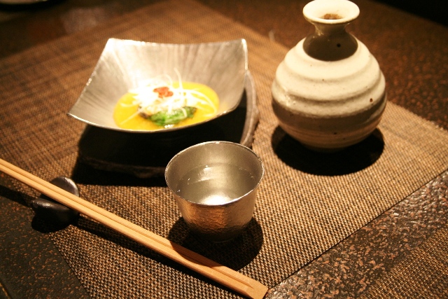 錫製和食器【高台付角深鉢】