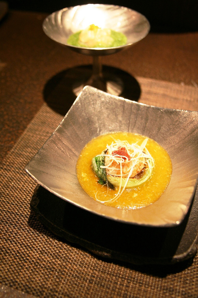 錫製和食器【高台付角深鉢】